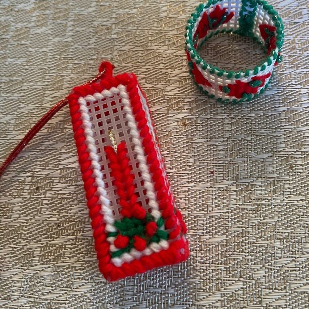 Vintage Needlepoint Christmas ornament vintage
